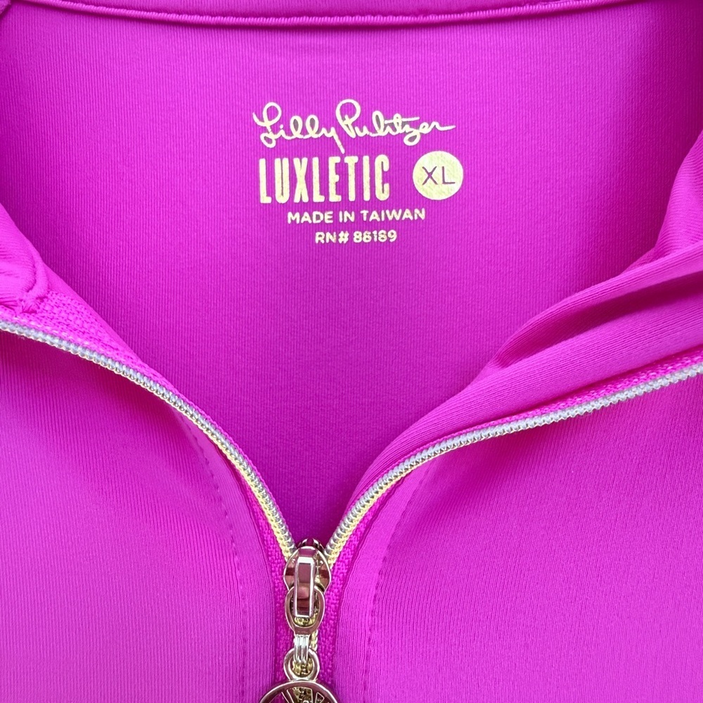 Lilly Pulitzer Hot Pink Quarter-Zip Long Sleeve Top - Picture 4 of 7